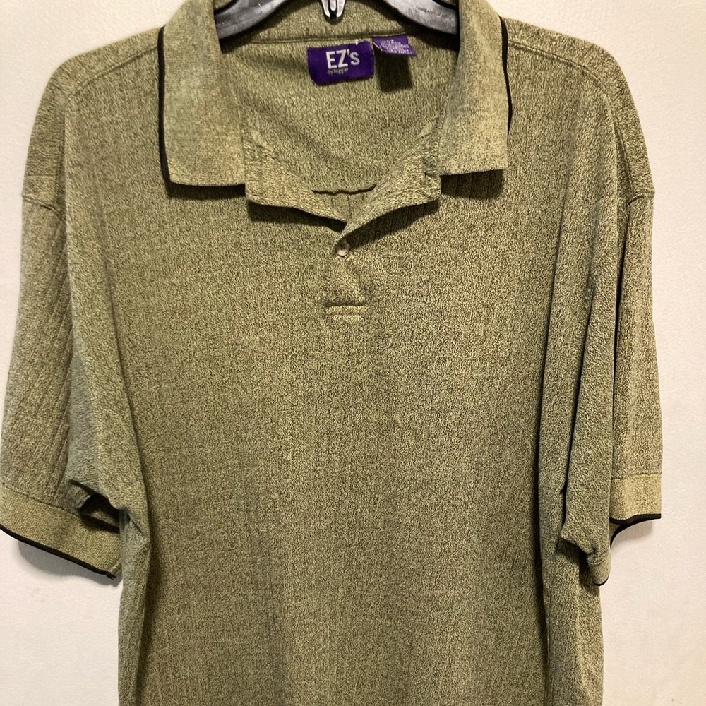 EZ’s by Haggar short sleeved men’s green and black polo shirt